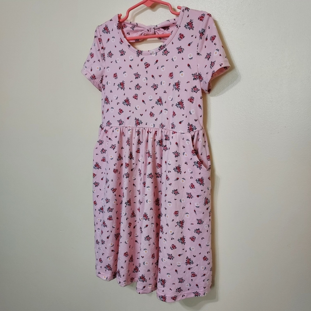 Emma & Elsa Peach floral buttery soft dress size 6 Coquette Girl Prairie Spring